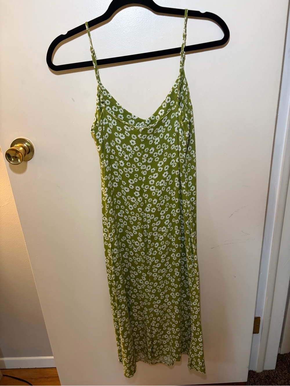 Reformation Olive Green Floral Slip Maxi Dress